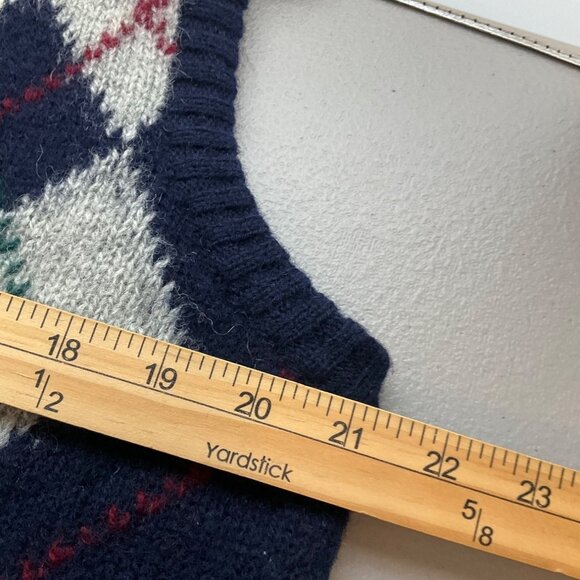 Fine Design Med Scotland Sweater Vest Navy Blue Argyle Shetland Wool Preppy - Picture 5 of 10
